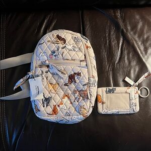 Vera Bradley Quilted Cat Pattern Backpack and Coin Purse